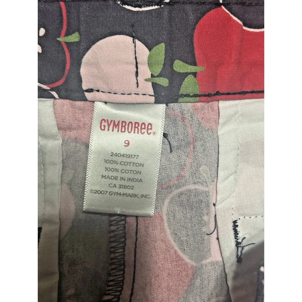 Gymboree Girls Apple Print Bermuda Shorts Size 9 Navy Cotton